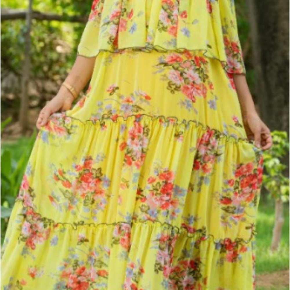 Floral Yellow Maxi Dress
